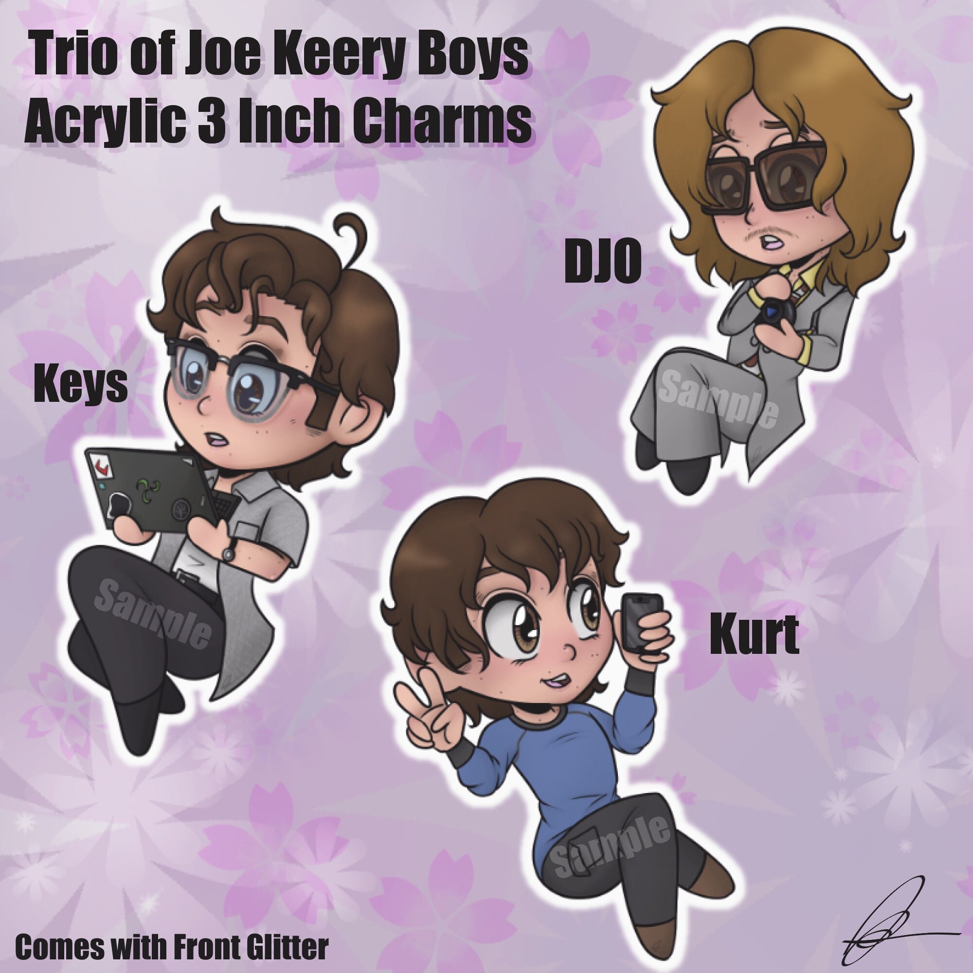 Joe Keery Boys Acrylic 3 Inch Charms 