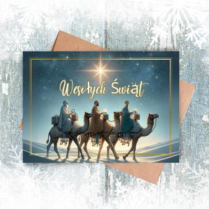 Polish Merry Christmas Printable Card, Wesołych Świąt, Christmas Card in Polish, Christmas Nativity Instant Download Card