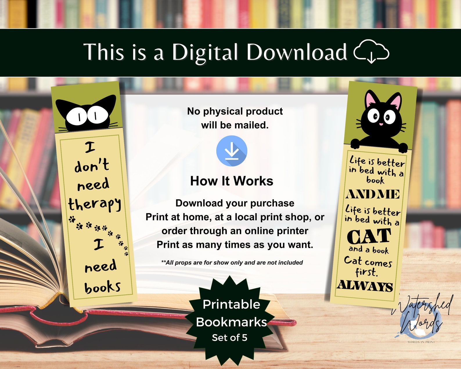 Humurous Bookmarks Humorous Black Cat Bookmarks: Funny Quips (digital Download) - Etsy