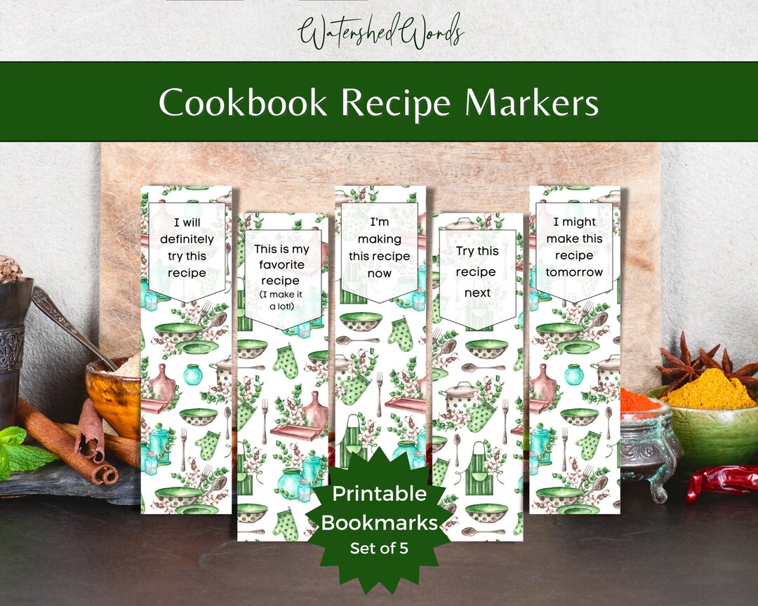 Cookbook Recipe Bookmarks, Set of 5 (digital Download) - Etsy