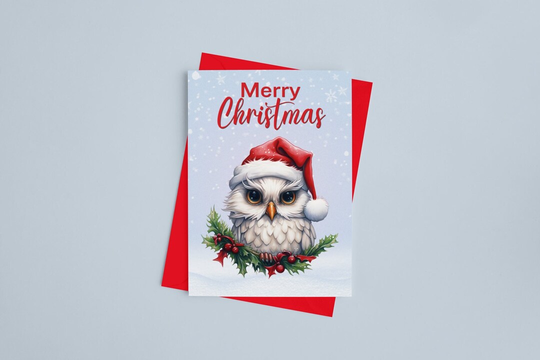 Cute Owl Christmas Card • Holiday Critter Wishes (PDF) - Etsy