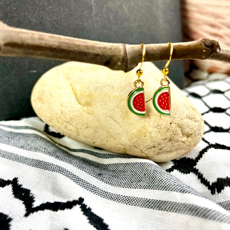 Palestine Watermelon Charm Dangle Hanging Earrings image 4
