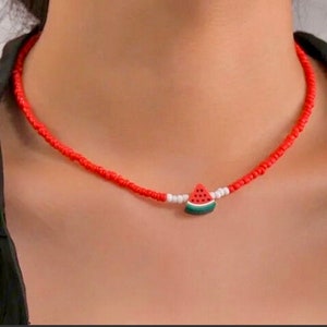 Watermelon Palestine Resin Beaded Necklace