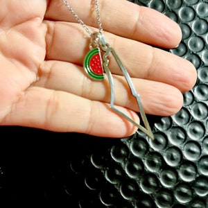 Palestina kaart hanger watermeloen charme, roestvrijstalen ketting Zilver