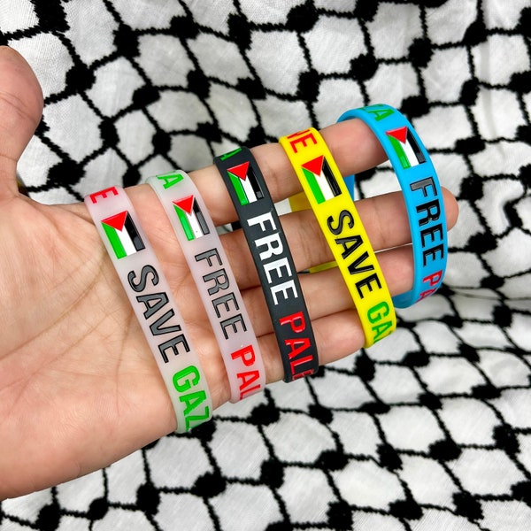 FREE PALESTINE, GAZA Silicone Stretch Wristband Bracelet