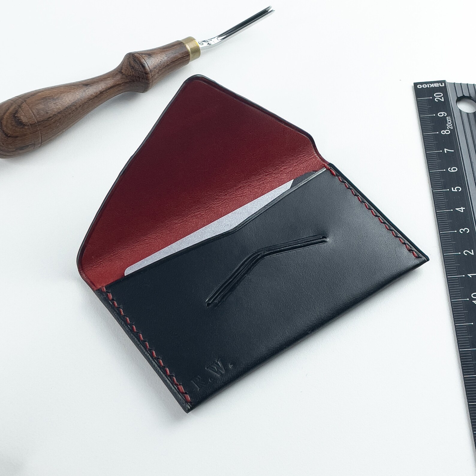 Leather Envelope Card Holder Personalised Leather Card Etsy