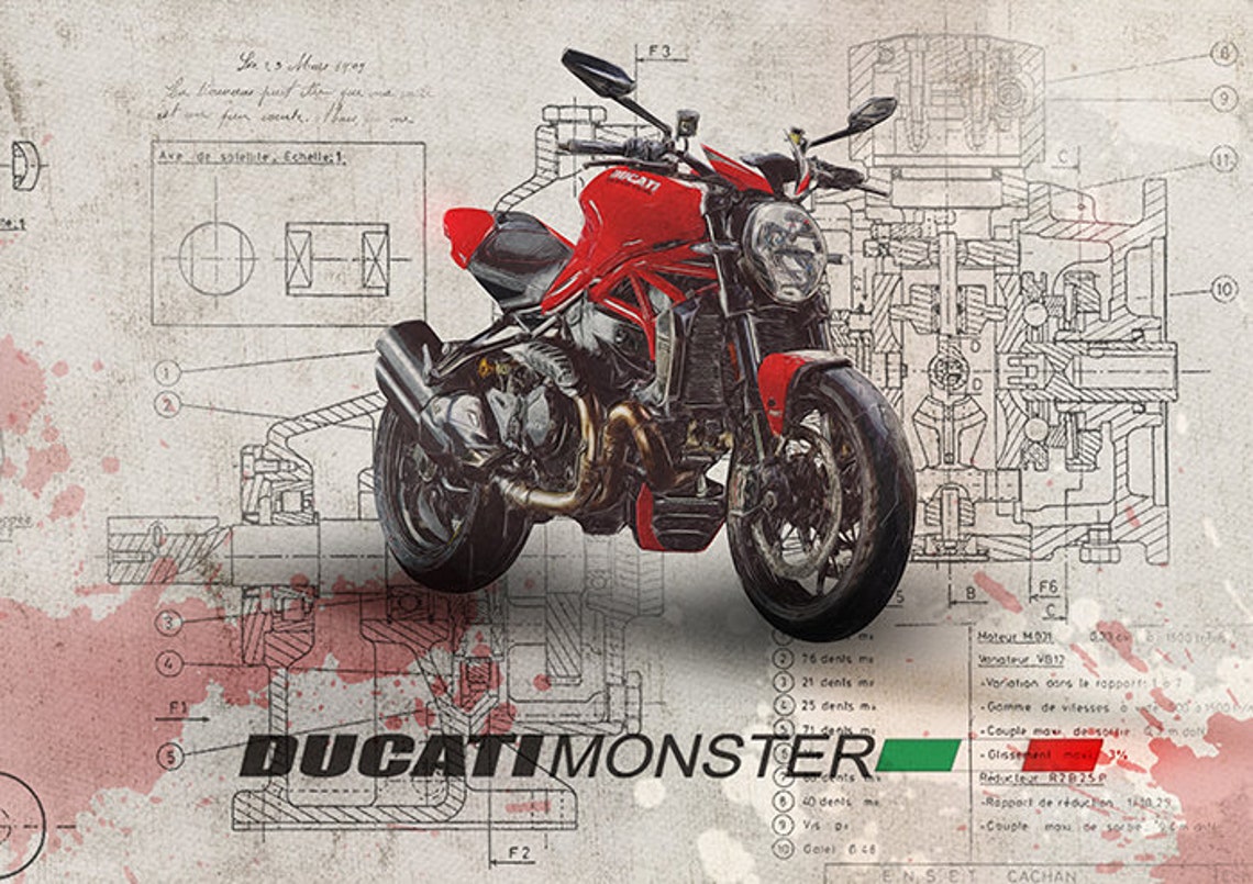 Ducati Monster 1200 R Motorcycle Poster Etsy