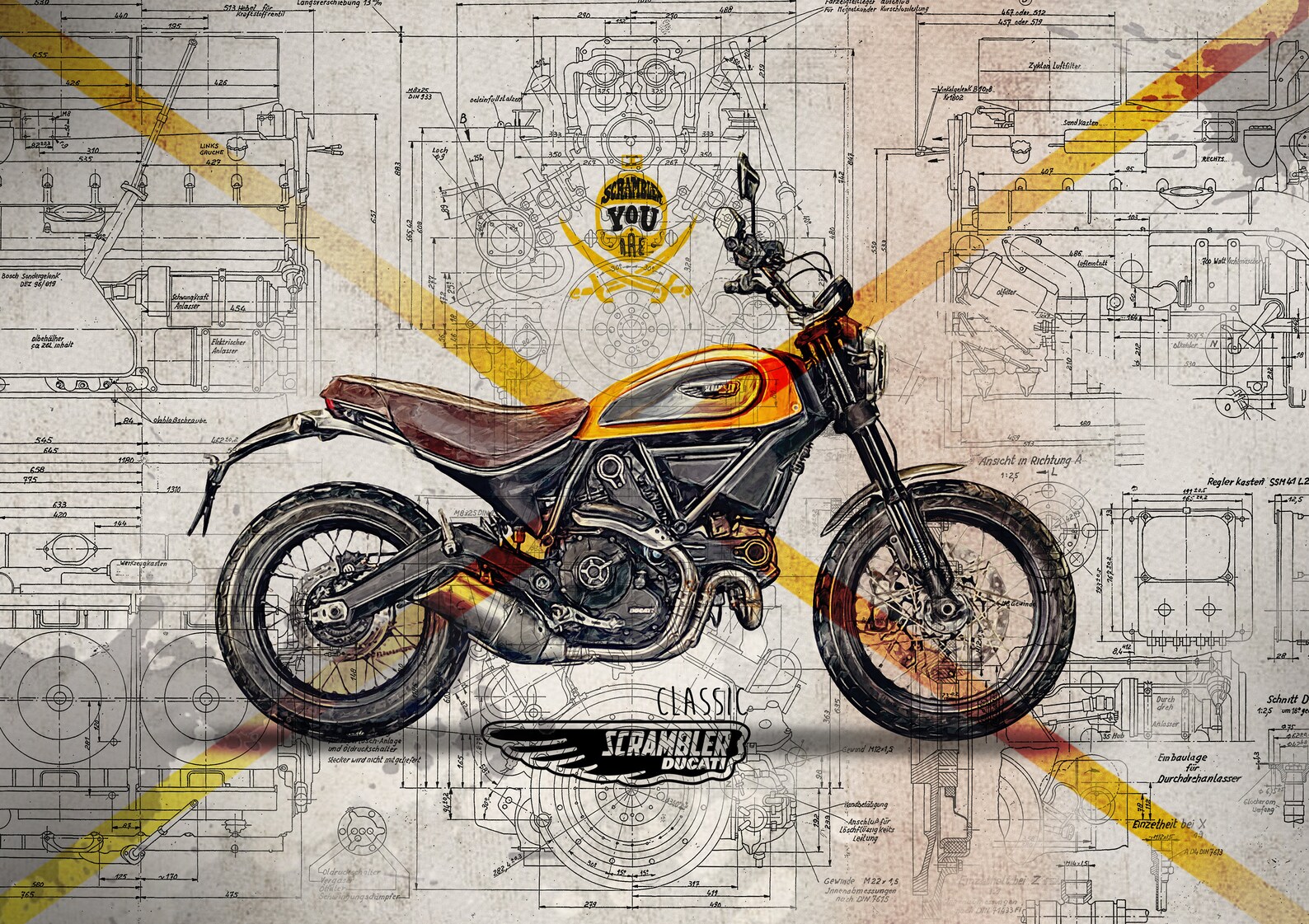 Ducati Scrambler Classic Motorcycle Poster Etsy