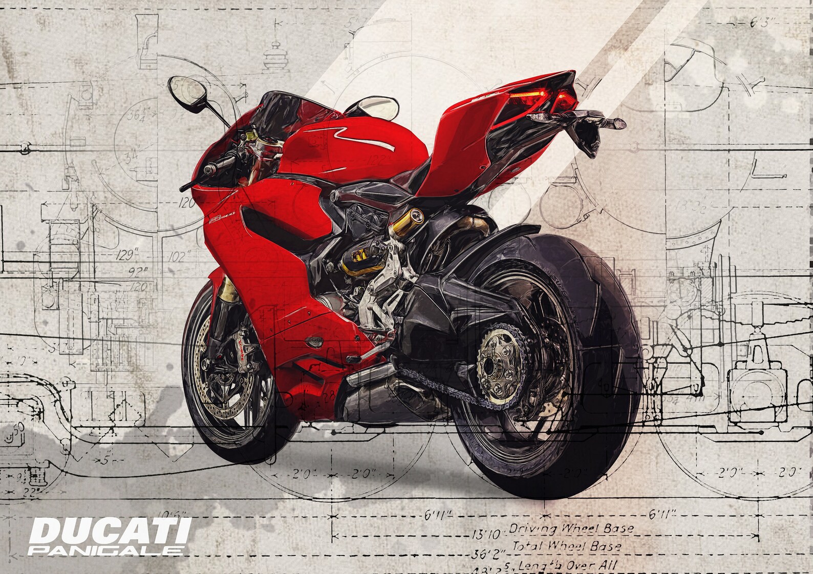 Ducati 1199 Panigale Motorcycle Poster Etsy