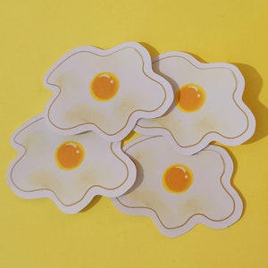 Pegatina de vinilo troquelada Sunny Side-Up, pegatina de huevo, diseño individual, artístico y artesanal