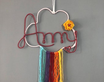 Personalised knitted name decor