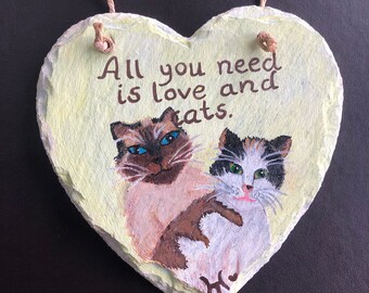 Animal portrait decore slate heart