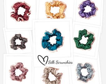 Silk scrunchies set, 1.7 inches large size, 19 Momme high quality mulberry silk, hair accessories, bridesmaid gift, silk hair ties