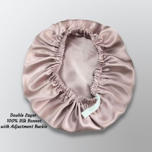 Double Layer Silk Sleep Bonnet With Adjustable Buckle 100% Pure Mulberry Silk Caps Women Hair Care Beauty Sleeping Cap Silk Turban image 1