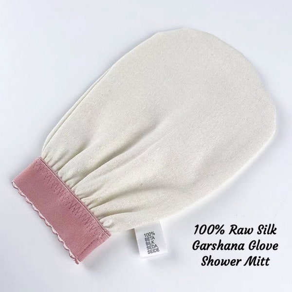 100% Raw Silk Garshana Glove, Pure Raw Silk Bath Mitt, Silk Massage Gloves, Exfoliating Garshana Ayurvedic Massage Gloves, Gifts for Her