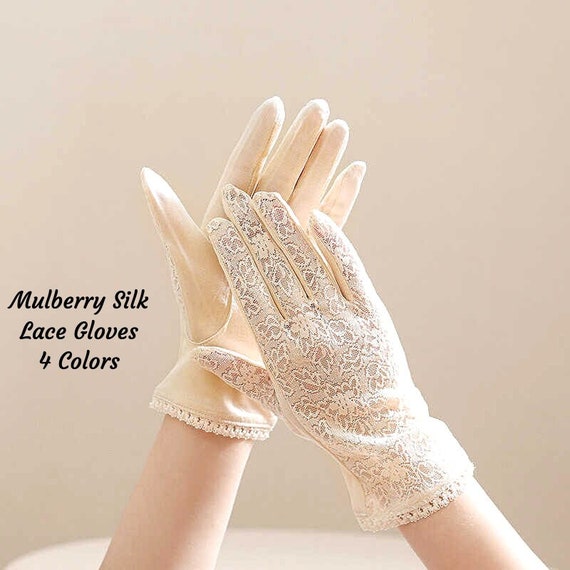 Silk lace gloves deals