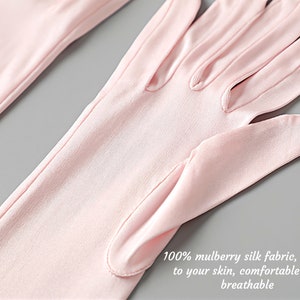 100% Silk Gloves Extra Long 23 inch, Knitted Silk Gloves for Anti-UV, Keep Hands Moisturize, Hand Protection, Bride Thin Gloves, Washable image 4