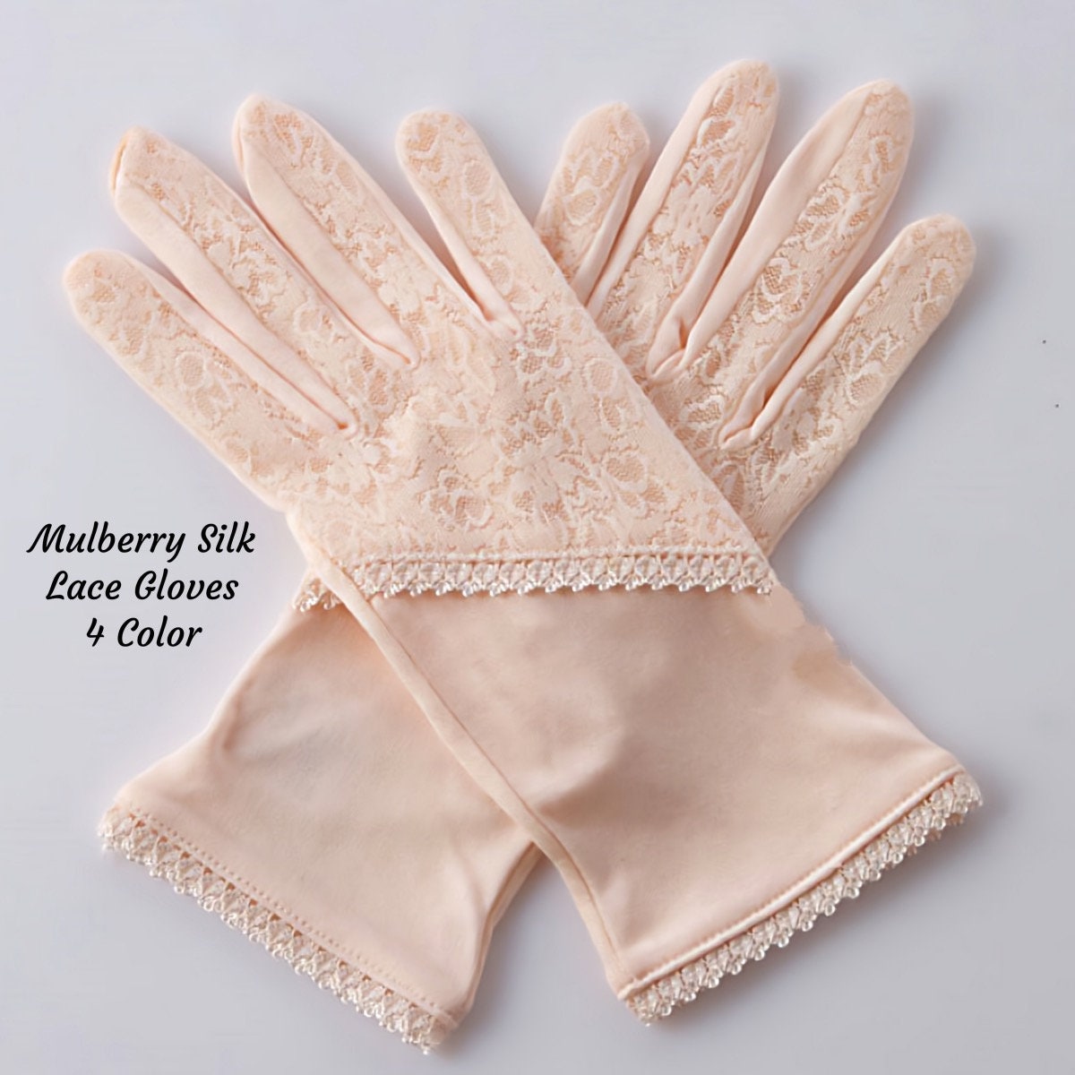 Mulberry Silk Lace Gloves White Lace Wedding Gloves Women Silk