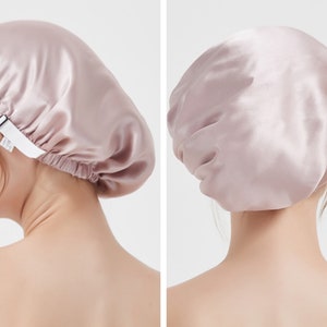 Double Layer Silk Sleep Bonnet With Adjustable Buckle 100% Pure Mulberry Silk Caps Women Hair Care Beauty Sleeping Cap Silk Turban image 6