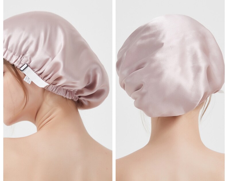 Double Layer Silk Sleep Bonnet With Adjustable Buckle 100% Pure Mulberry Silk Caps Women Hair Care Beauty Sleeping Cap Silk Turban image 6