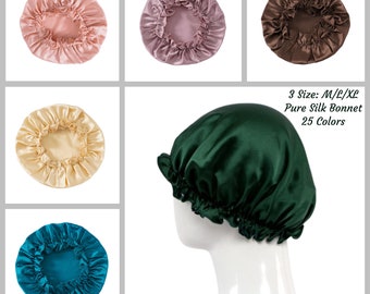 100% Pure Silk Bonnet, Damen Schlafmütze, 16 Momme MaulbeerSeide Nachtmütze, Haar Turban, Haarpflege Bonnet, Mehrfarbig, Geschenke für Sie