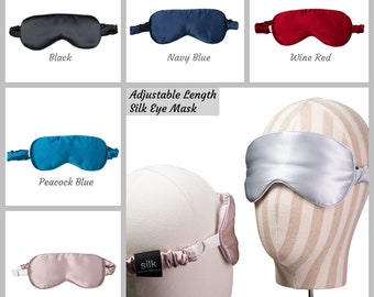 Silk Sleep Mask Adjustable, Organic 19 Momme Mulberry Silk Sleep Mask, Travel Eye Mask, Adjustable Strap Fits All Size, Silk Blindfold