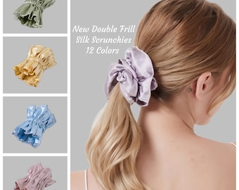 Large Size Silk Scrunchies 2022 New Design 100% Mulberry Silk Scrunchies, Silk Hair Ties, Natural Silk Scrunchy