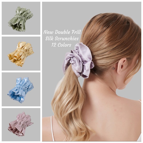 Large Size Silk Scrunchies 2022 New Design 100% Mulberry Silk Scrunchies, Silk Hair Ties, Natural Silk Scrunchy