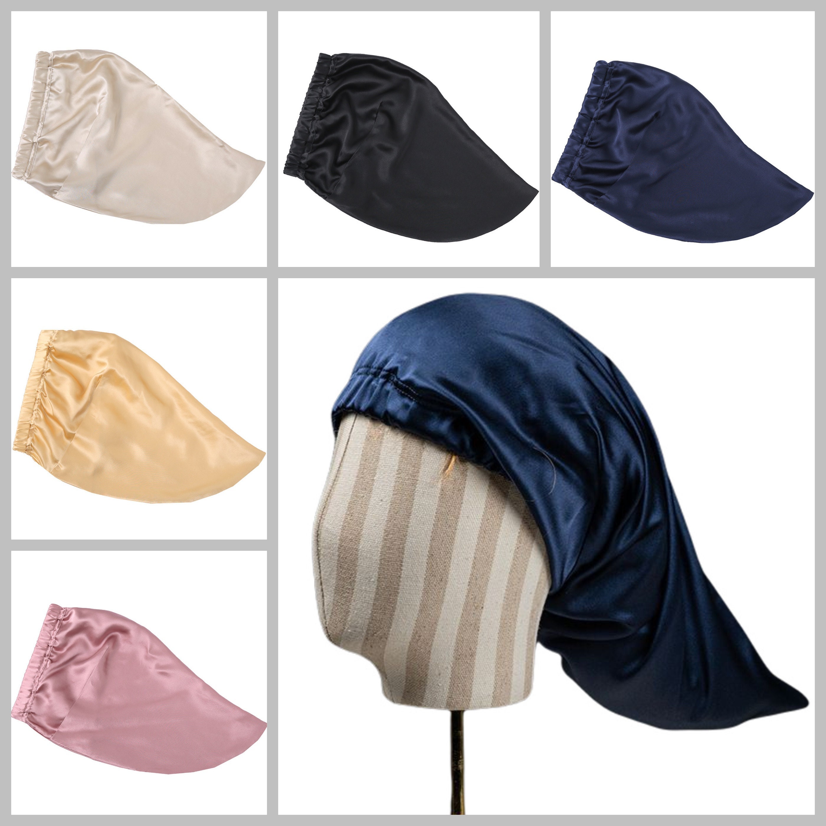 Wholesale Designer Hair Bonnets Custom Logo Silk Night Cap and Bag