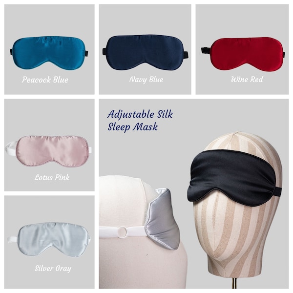 100% Silk Eye Mask, Adjustable Head Circumference, 19 MM Mulberry Silk Sleep Mask, Lightweight Breathable Travel Mask, Silk Sleeping Mask
