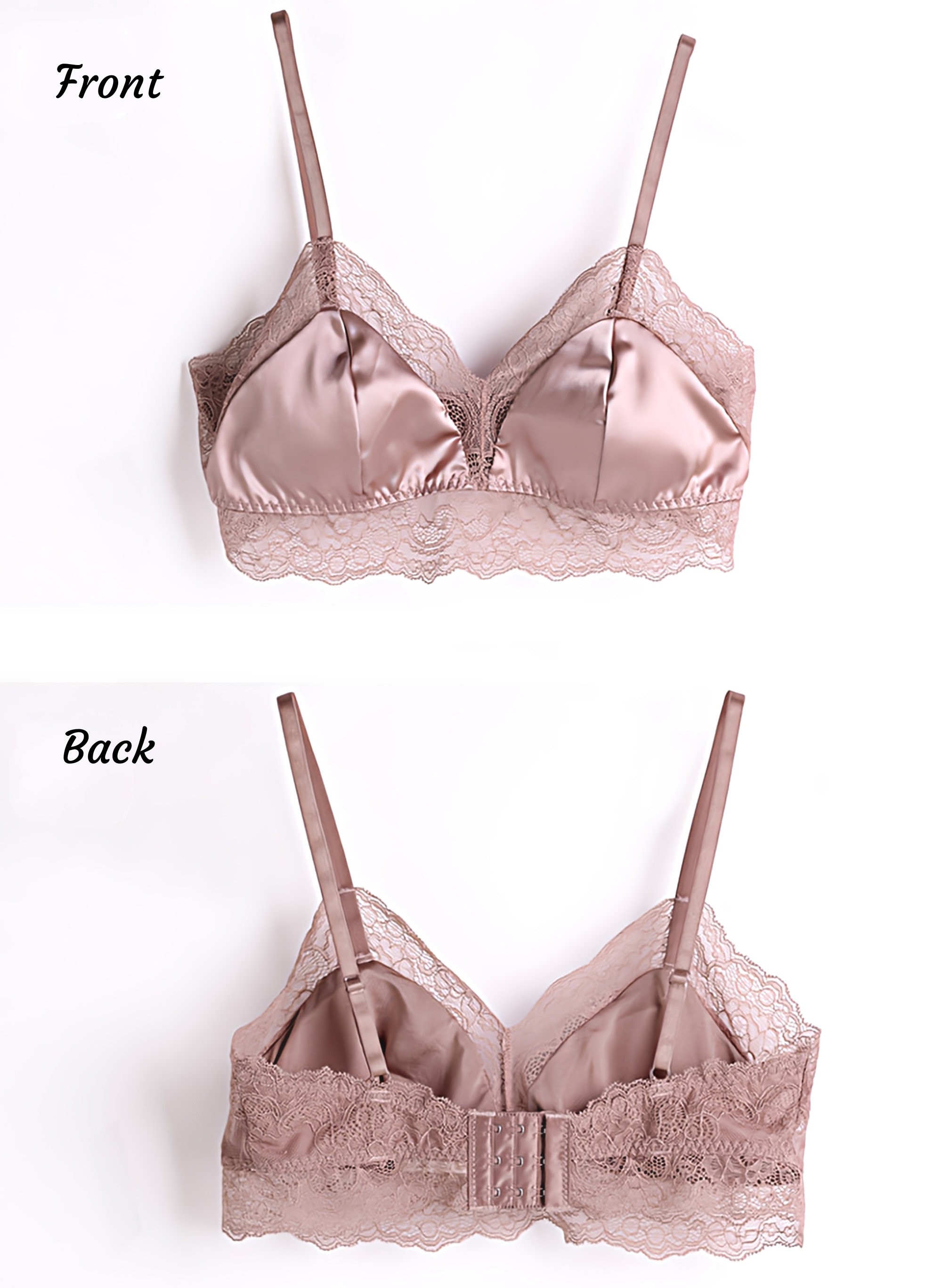 2022 Spring/Summer Thin Silk Bras Wireless Satin Mulberry Silk Bra Bralette  Seamless French Underwear Removable (Color : Gray-Pink, Size : L/Large) :  : Clothing, Shoes & Accessories