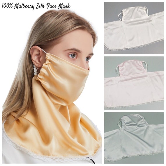 Mulberry Silk Face Mask Scarves, Breathable Face Mask for Summer