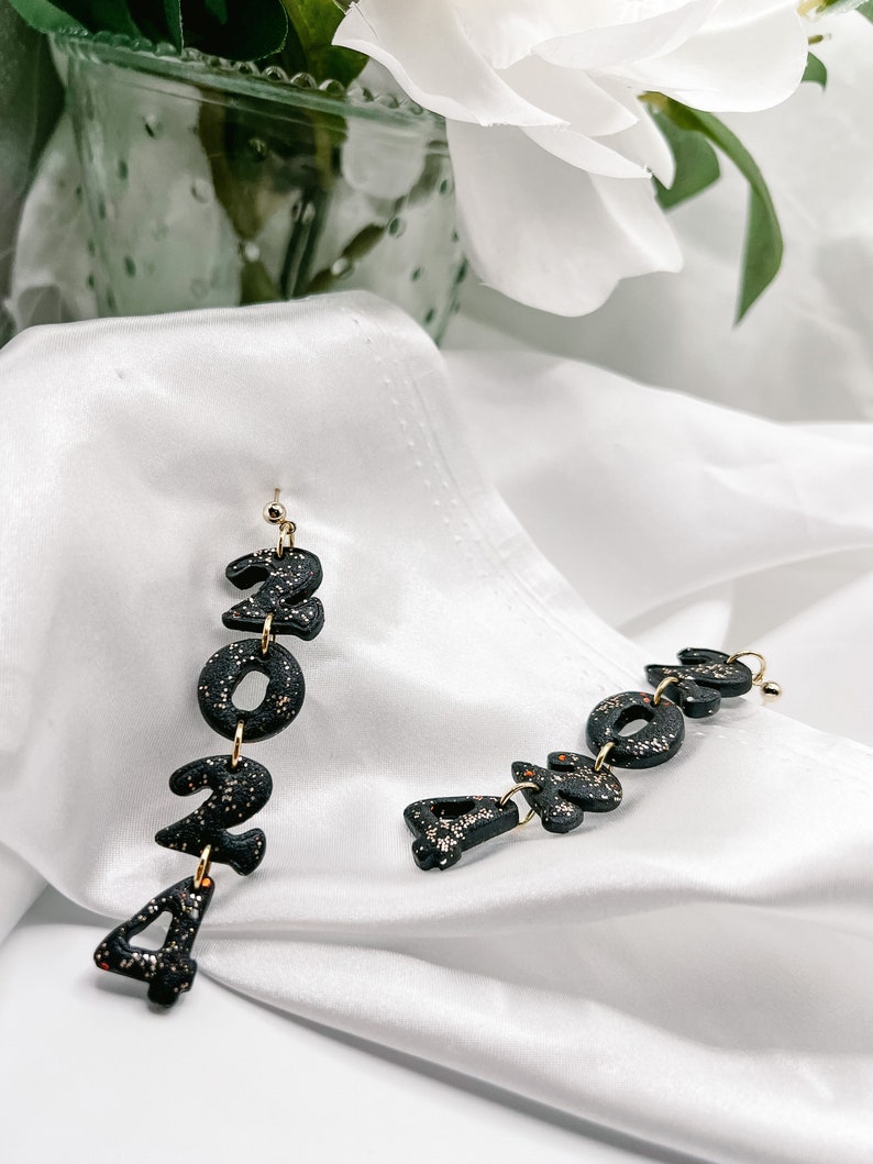 New Years Earrings 2024 Date Night Earrings Polymer Clay Etsy