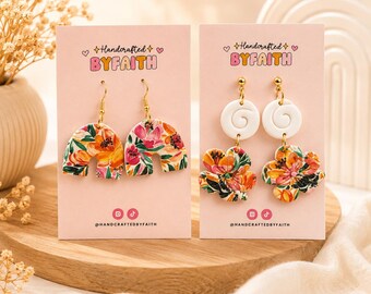Tropicoqueta-oorbellen | Zomerse bloemenoorbellen | Oorbellen van tropische klei | Strandoorbellen | Handgemaakte lichtgewicht sieraden