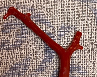 Natural Red Italian Coral Branch – Polished Mediterranean Jewelry Making, 7.80 Carat