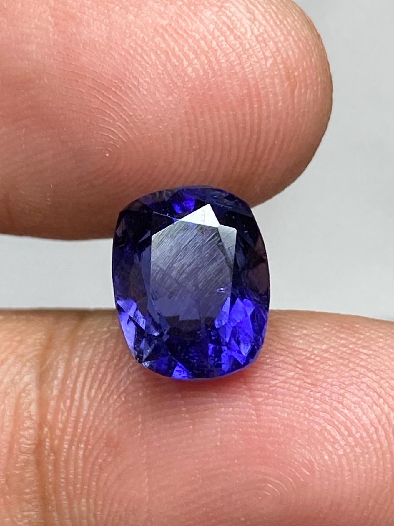 3.80CT Vivid Blue Iolite Gemstone | Cushion Cut Cordierite - Etsy