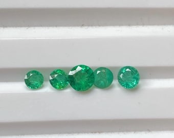 Natural Emerald Diamond Cut Round 4 Pieces