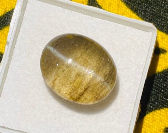 Natural Sillimanite Cat's Eye Cabochon, Oval Loose Gemstone (15X12mm)