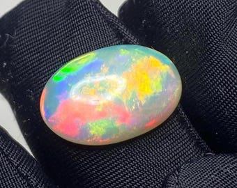 AAA+ Natural White Opal Cabochon3.20ct- Handmade Gemstone Ethiopian Welo Fire Opal 9x15x4 mm