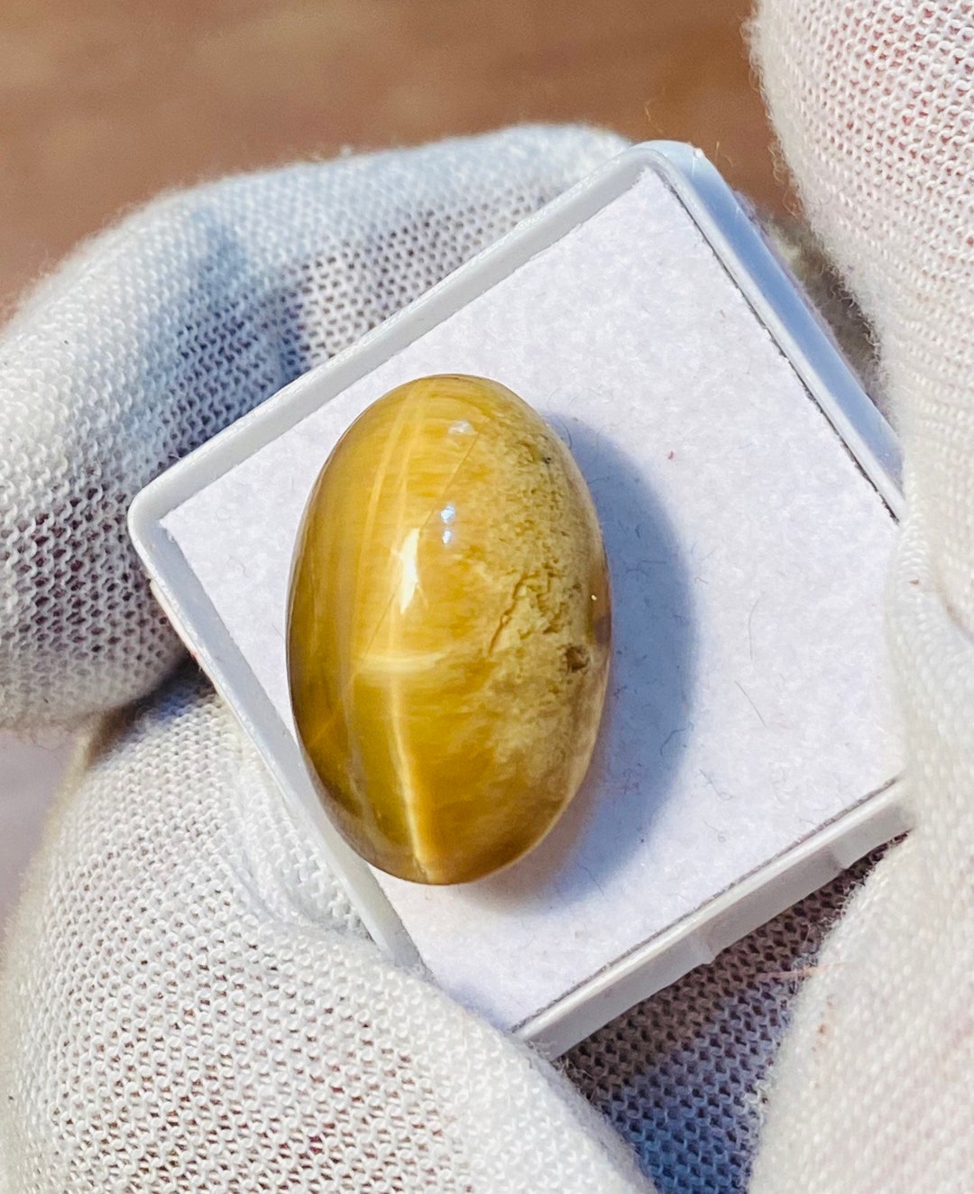 Australian Opal Cat's Eye Cabochon, Golden Brown Gemstone (20x13mm