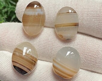 Cabujones de ágata Sulemani Aqeeq, piedras preciosas ovaladas rayadas, 66 quilates, 4 unidades