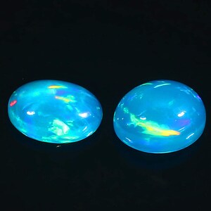 PAR de ópalo etíope Paraiba colorido, 7X9mm, cabujón liso teñido, piedra semipreciosa de ópalo Paraiba, piedra semipreciosa para hacer pendientes de diamantes