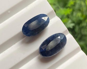 天然ブルーサファイアペア、オーバルカット（7.40カラット） - Etsy 日本