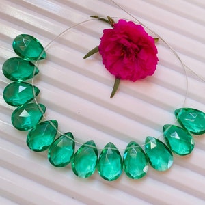 12Pcs Green Apatite Pear Drops 8X12mm Faceted Briolette , Semi precious Gemstones, Briolette Green Pear Drops Necklace Jewellery Earing For