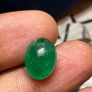 鮮やかなグリーン エメラルド | 天然エメラルド カボション 4.80 カラット ビッグ | ダーク グリーン エメラルド ルース カボション シェイプ エメラルド リング用 | 5 月の誕生石