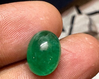 Natural Emerald Cabochon | Oval Green Gemstone, 4.80 Carat