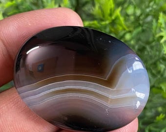 Oval Sulemani Hakik Cabochon – Piedra preciosa de ágata con bandas, joyería islámica