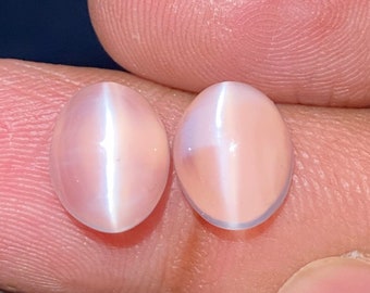 Natural Ceylon White Moonstone Cabochon Pair | Oval Gemstones 7x10mm