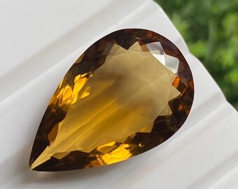 Natural Honey Quartz Pear Gemstone - 16.60 Ct, Brazil Mined