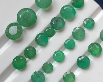 Natural Emerald Gemstone: Round, Faceted, Vivid Green (3-6mm)
